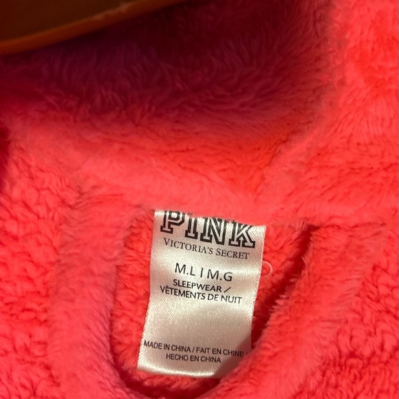 Victoria Secret PINK brand Hot Pink  Plush Robe with Gold Sequin Detail - Picture 6 of 6